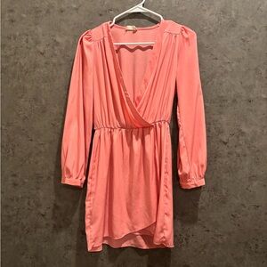 Elegant Pink V-Neck Dress